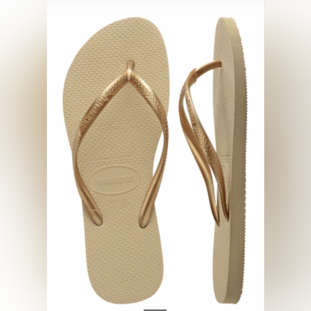 Havaianas Tan and Brown Sandals with Textured Sole